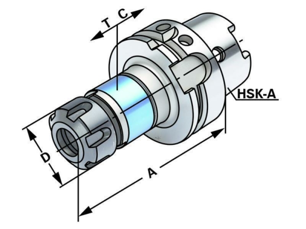 Synchron-Gewindeschneidfutter System ER nach DIN 6499, HSK 63, DIN 69896, G6,3 bei 15.000 1/min