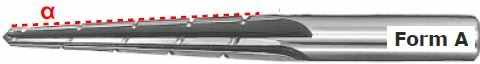 HSS-Co Kegel-Maschinenreibahle, Kegel 1:10, 10% Steigung, Form A