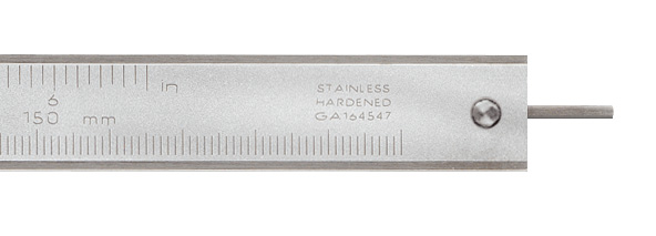 Taschenmessschieber 0-150 mm mit Tiefenma&szlig; rund und Feststellschraube, Ablesung 1/20 mm