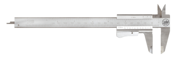 Taschenmessschieber 0-150 mm f&uuml;r Linksh&auml;nder mit Tiefenma&szlig; und Momentfeststellung