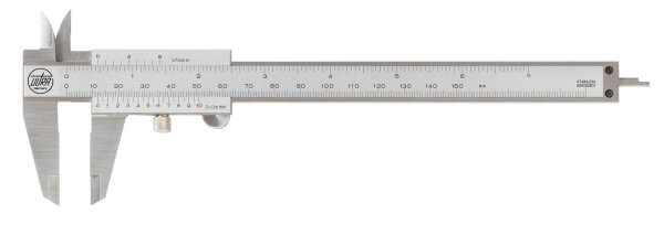 Taschenmessschieber 0-150 mm mit parallaxfreier Ablesung, Tiefenma&szlig; und Feststellschraube