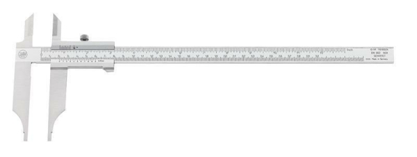 Werkstattmessschieber mit Messspitzen und Feststellschraube, Ablesung 1/20 mm