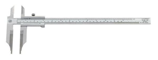 Messschieber f&uuml;r Au&szlig;ennuten mit Messspitzen und Feststellschraube, Ablesung 1/20 mm
