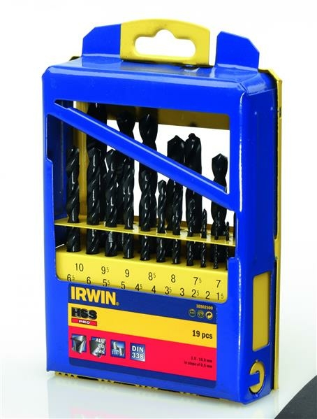 IRWIN HSS Pro Bohrer Set 19-tlg. &Oslash; 1,0-10,0 mm, 0,5 mm steigend, DIN 338
