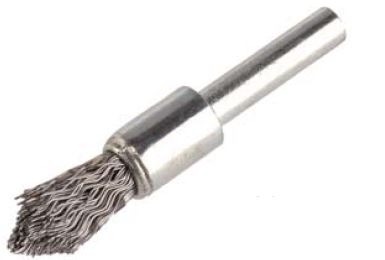 Pinselb&uuml;rste 23x22x43 mm, Stahldraht 0,3 mm, Schaft-&Oslash; 6,0 mm