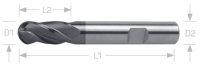VHM Kugelfr&auml;ser &Oslash; 3,00 mm, Z4, 30&deg; Drall, SL 8 mm, GL 57 mm, Alcrona Beschichtung, HB-Schaft &Oslash; 6,0 mm