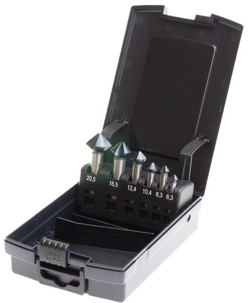 ULTIMATECUT HSS-Co5 Kegelsenker-Set &Oslash; 6,3 - 20,5 mm, 6 teilig, 90&deg;, Z3, RUnaTEC, DIN 335, 3-Fl&auml;chen-Schaft