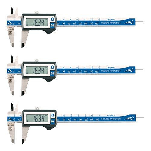 3er Set Helios Preisser Messschieber digital, 0-150 mm, Tiefenma&szlig; rund, IP67