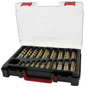 HSS-G Spiralbohrer-Satz 170 teilig, je 10x &Oslash; 1,0 - 8,0 mm (0,5 mm steigend) je 5x &Oslash; 8,5 - 10,0 mm (0,5 mm steigend), DIN 338, Typ N, TiN, in Kunststoffkassette