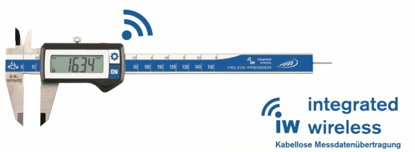 Helios Preisser Taschenmessschieber digital 0 - 150 mm, IP67, Tiefenma&szlig; rund &Oslash; 1,5 mm, DIN 862, Feststellschraube, Kabellose Messdaten&uuml;bertragung